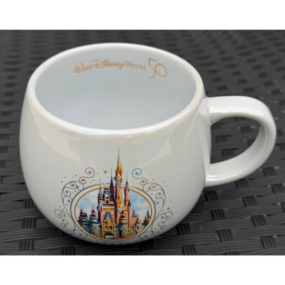 Walt Disney World 50th Anniversary Coffee Cup Mugs Stoneware - Gold Trim Set 6 - Picture 4 of 9